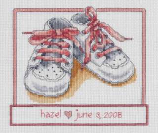Baby Shoes Birth Record Cross Stitch for Boy or Girl  