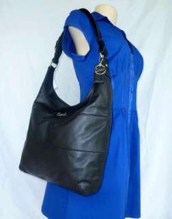 NWT COACH Black Light Weight Leather Convertible Hobo Shoulder Bag 