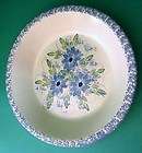 blue floral spongeware east texas pottery pie plate expedited shipping