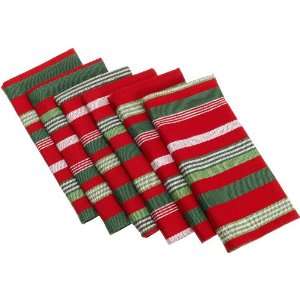 DII Christmas Stripe Napkin, Red/Green, Set of 6 
