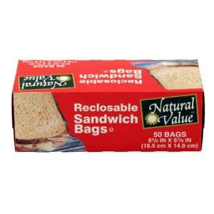   Sandwich Bags with No PVC`s or Plasticizers, 16.5 x 14.9 cm, 50 count