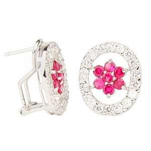   925 Ruby CZ Blossom Eclipse Sterling Silver Earrings: Willow Company