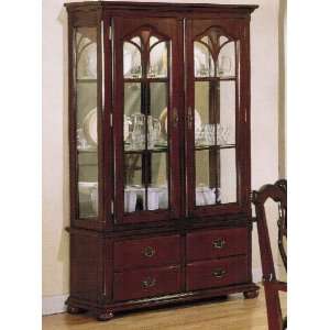  Curio China Cabinet with Glass Doors Cherry Finish