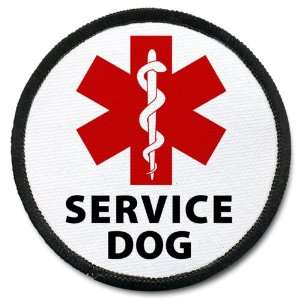  Medical Alert SERVICE DOG Black Rim Symbol 4 inch Sew on 
