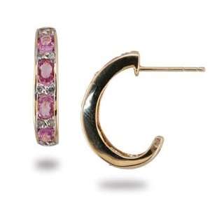   Gold Pink Sapphire and Diamond Earrings Exquisite Jewelry Jewelry