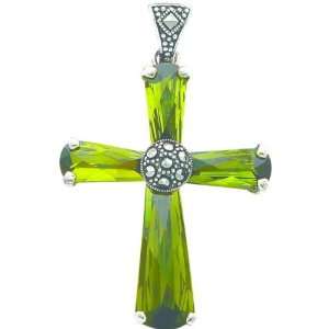    Sterling Silver Cubic Zirconia & Marcasite Cross Charm: Jewelry