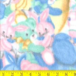   Fleece Print Allover Toys Pastel Fabric By The Yard Arts, Crafts