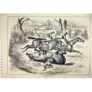   1882 Horses Racing Somersault Man Fallen Country Scene: Home & Kitchen