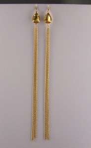 Gold teardrop extra super 9.5 long earrings multi chain dangle tassel 
