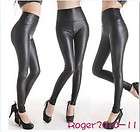 NEW Fashion Black Stretch Leather Look Leggings Tights Pants Size S M 