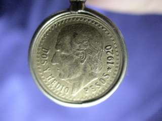 1920 Dos Y Medio Gold Peso with Watch Fob  