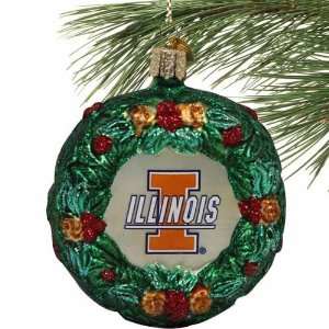   NCAA Illinois Fighting Illini Glass Wreath Ornament: Sports & Outdoors