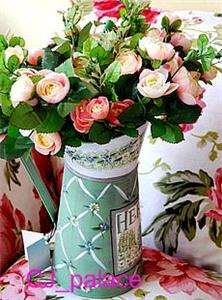 Shabby Metal Tin Pitcher/Planter Water Jug Flower Vase  