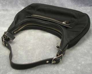 Authentic COACH Black Microfiber Leather Trim Hobo Shoulder Handbag 