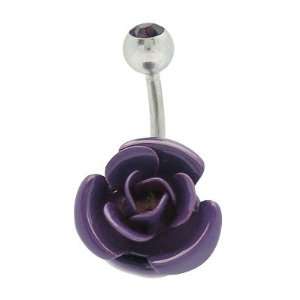  Purple Rose Flower Belly Button Ring: Jewelry
