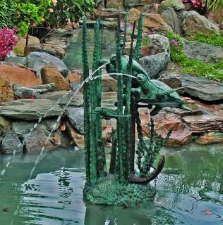 44 Bronze Under Sea Turtles Pond Spitter Fountain  