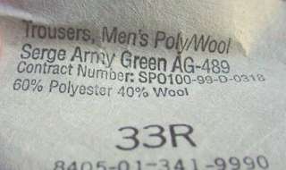 US Army Class A Dress Green AG 489 Uniform Size 40 Jacket & 33 Waist 