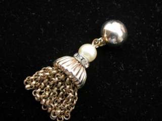 Beautiful well made Trifari tassel earrings with a rondel and pearl 