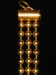 Antique / Vintage Gold Plated Ball Pull Chain 3 Strand Necklace  