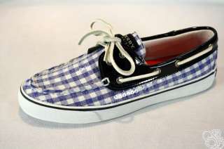 SPERRY Top Sider Bahama Blue Gingham Sequin Boat Shoes  