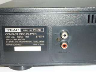 Teac Model PD 80 Single Disc Compact Disc CD Player  