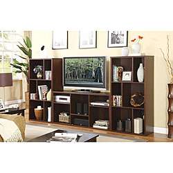 Cappuccino Plasma LCD TV Stand Entertainment Console with Shelves 