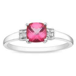 Sterling Silver Pink Topaz and Diamond Fashion Ring  Overstock