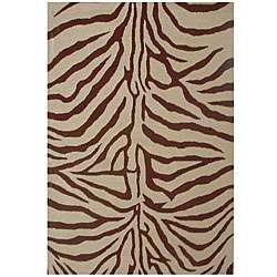 Hand tufted Zebra Brown Wool Rug (5 x 8)  