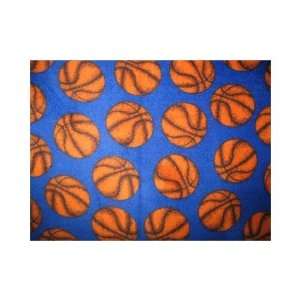  Basketball on Blue Fleece Throw Blanket