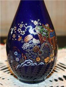 Otagiri Cobalt Bud Vases Colorful Flowers Cart Set Of 2  