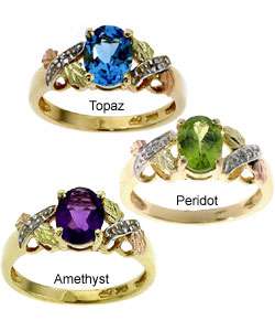 Black Hills Gold Amethyst and Diamond Ring  