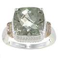 Meredith Leigh Silver and 14k Gold Green Amethyst and Diamond Ring 