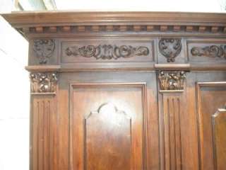 ANTIQUE ITALIAN CARVED WALNUT TUSCAN ARMOIRE 11IT086A  