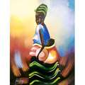 Nana Kojo African Mother Profile Unframed Canvas Painting (Ghana)