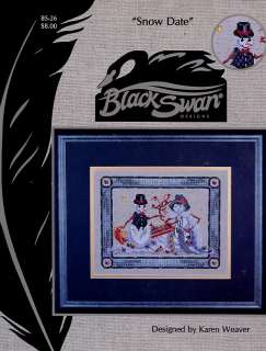 Snow Date Black Swan Cross Stitch Pattern NEW  