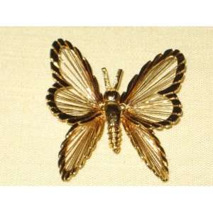   Monet Gold Tone  Butterfly  2 Inch Brooch Pin 