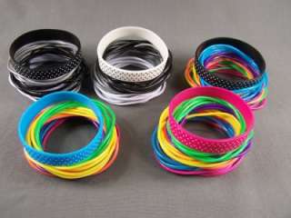 Black multi color set 25 jelly rubber gummy bracelets  