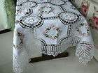 Vintage Crochet/Ri​bbon Embroidere​d Table Cloth 60x90