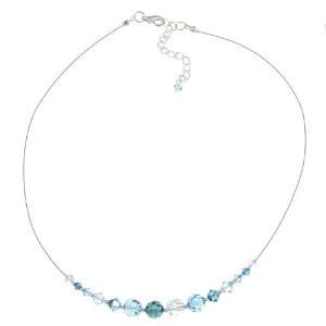  Crystale Silverplated Shades of Blue Crystal Necklace 