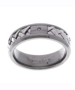 Titanium Silver and Diamond Ring  Overstock