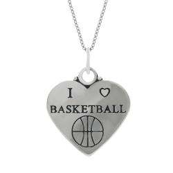 Sterling Silver I Love Basketball Heart Necklace  Overstock