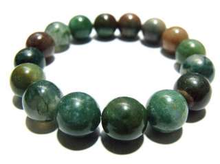 12mm India Jade Beads Amulet Elastic Bracelet  