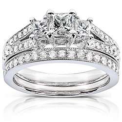 14k Gold 1ct TDW Princess cut Diamond Bridal Set  