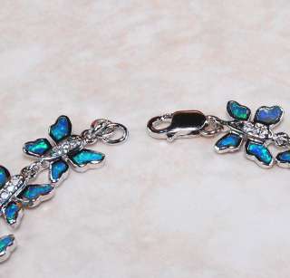 Butterfly Design Australian Opal & Topaz 925 Sterling Silver Bracelet 