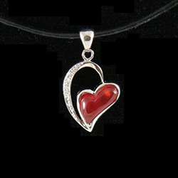 Red Agate Heart Pendant Necklace (China)  Overstock