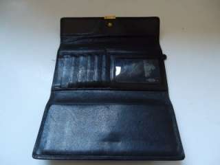 Vintage Coach Black Leather Clutch Checkbook Wallet  