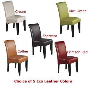 Set of 6 Eco Leather Parsons Dining Table Desk Chairs  