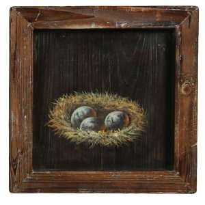  HomArt Post and Quill Painting on Rustic Wood, Birds Nest 