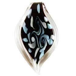   style Glass Black and White Swirl Pointed Leaf Pendant  