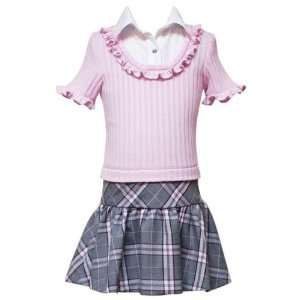  Rare edition pink/grey Knit Bodcie W/ruffle/plaid Skirt 6x 